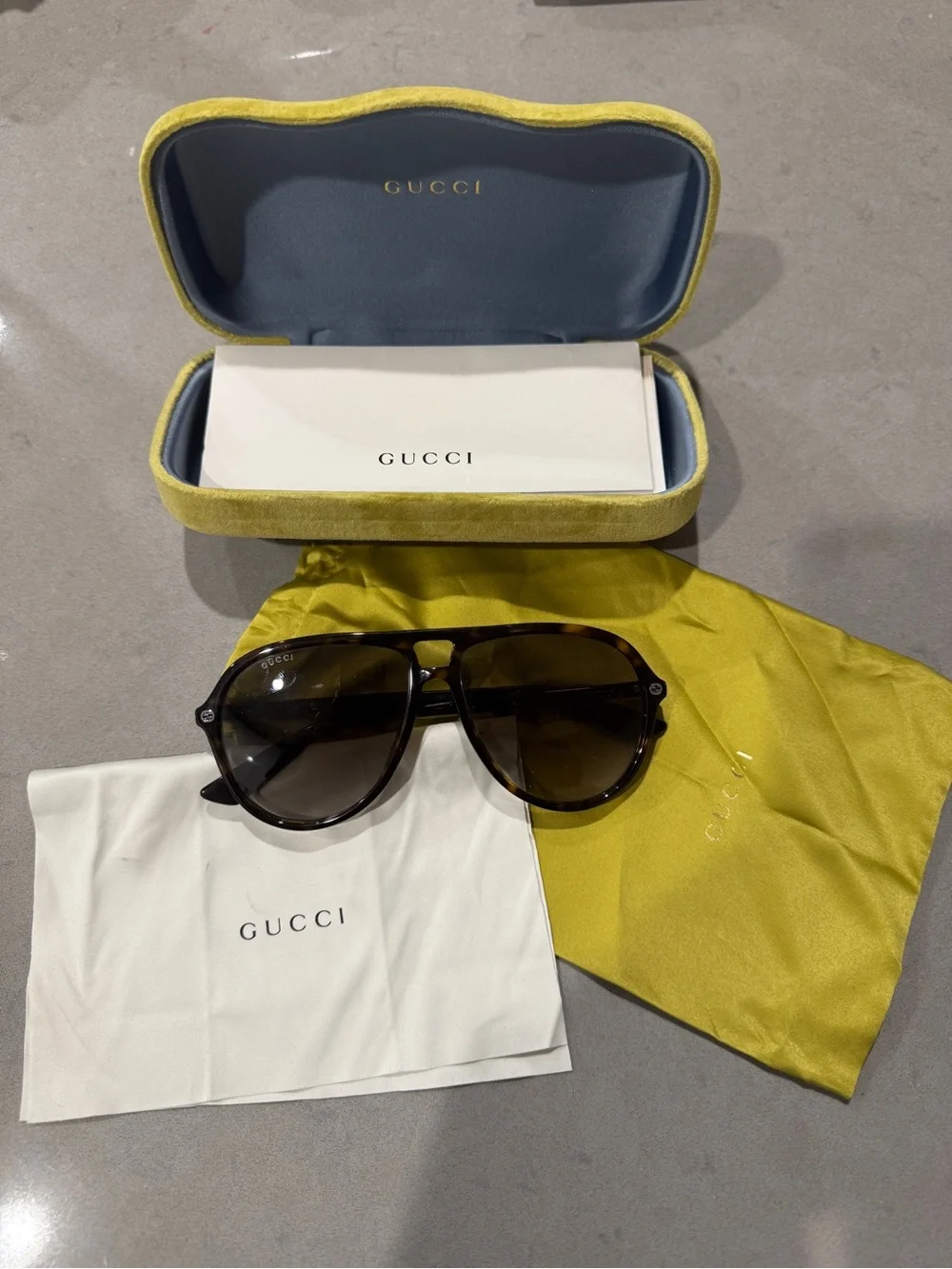 Gucci Tortoiseshell Aviator Sunglasses - Brown Lenses
